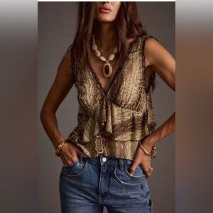 12th Tribe Brown Snake Print Tank Top